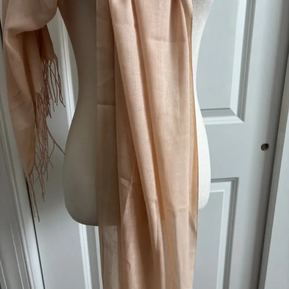 Cashmere Nude Beige Fringed Scarf Neutral